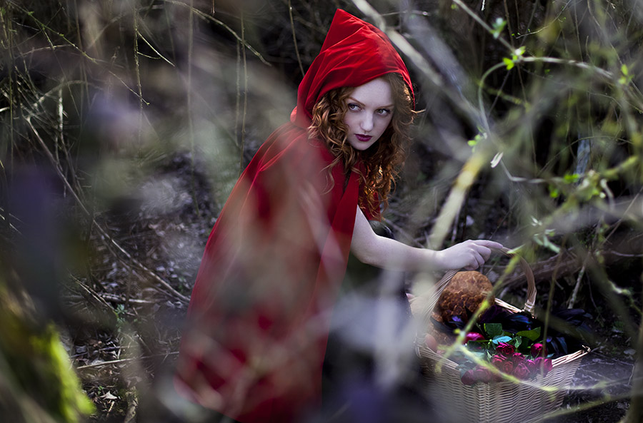 Model Ivory Flame dressed as Red Riding Hood by Raluca S Photography