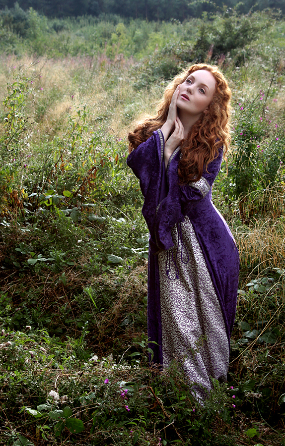 Pre-raphaelite Medieval Model with long red hair IVORY FLAME by photographer Steve M