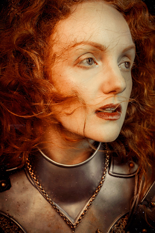 Ivory Flame by Sheridan Arts Ivory Flame Arcadia redhair battle warrior model 800  Time-traveller