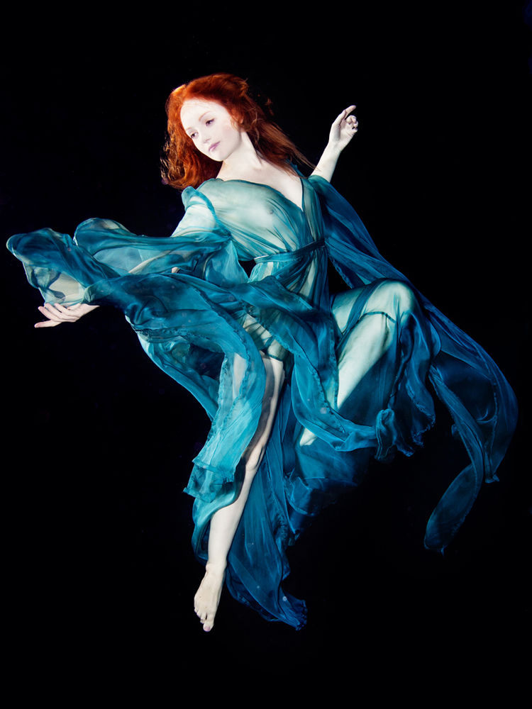 UNDERWATER MODEL mermaid redhead UK IVORY FLAME by Vanessa Mills Photography