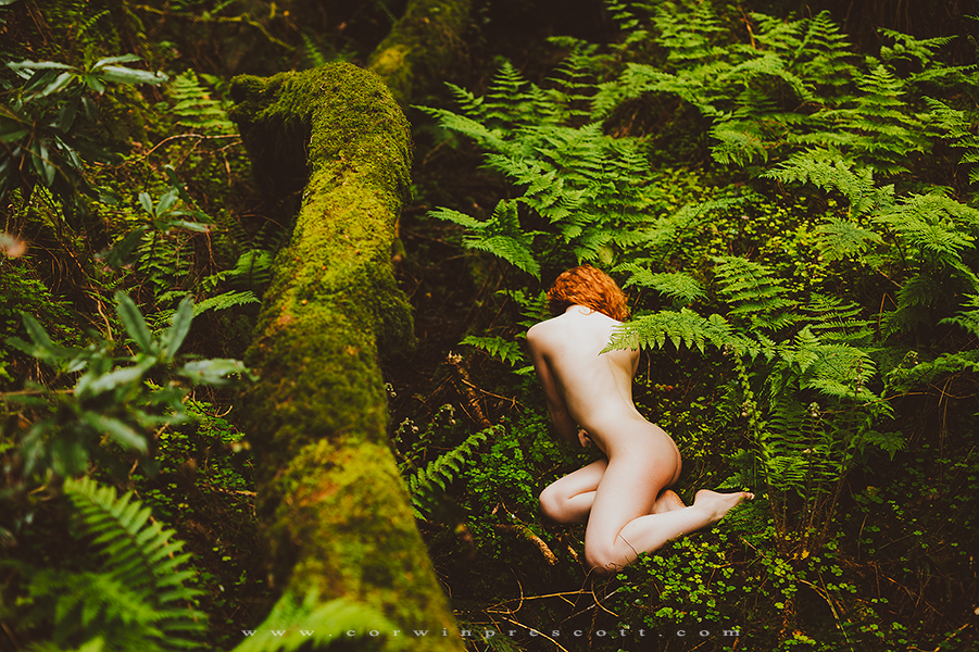 Ivory Flame Corwin Prescott Nude naked model in nature forest