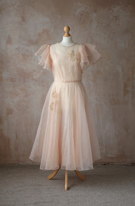 Peachy Cream Flouncy Dress