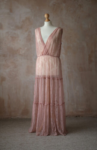 Pink Sheer Lace Dress