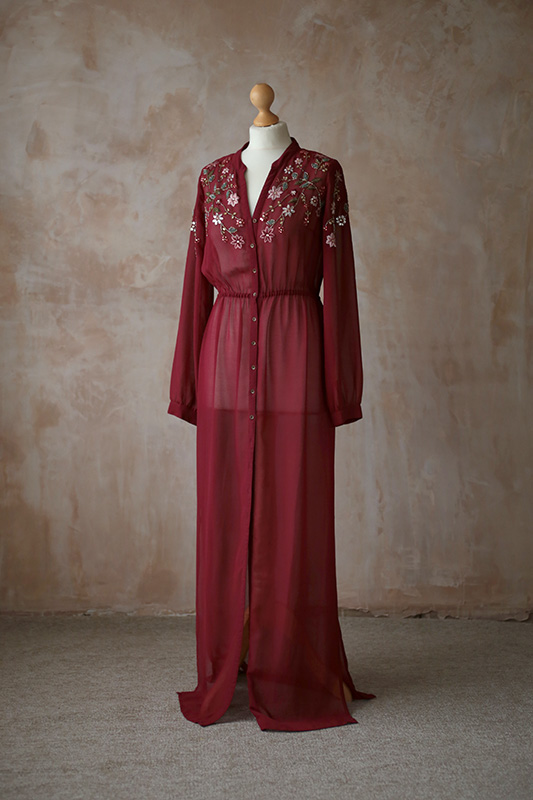 Red Embellished Button up Dress