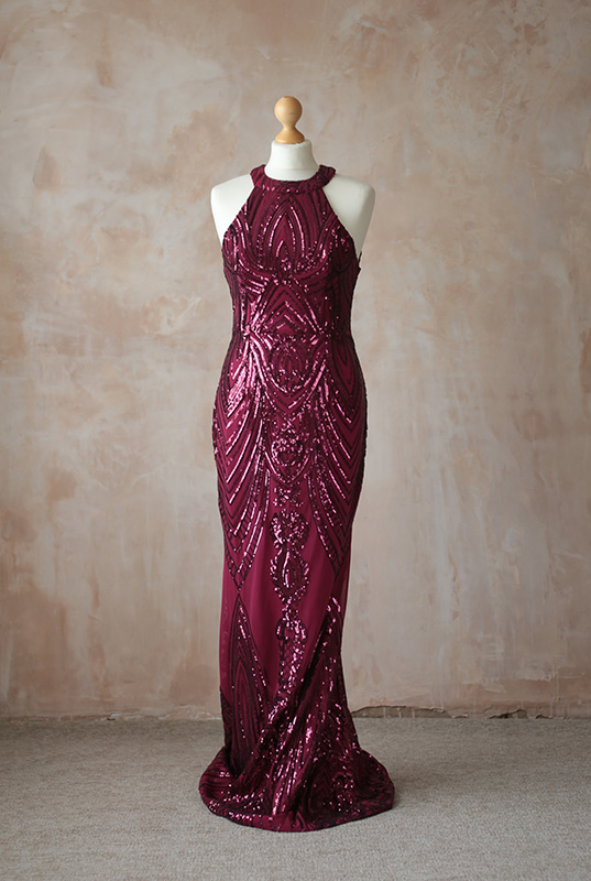 Crimson Red Sequin Gown