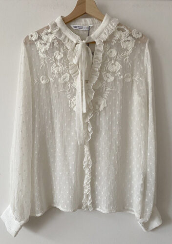 Sheer Embroidered Blouse (Size S) – £15