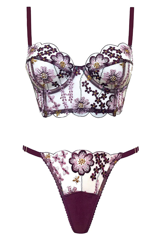 Purple Posie Lingerie Set
