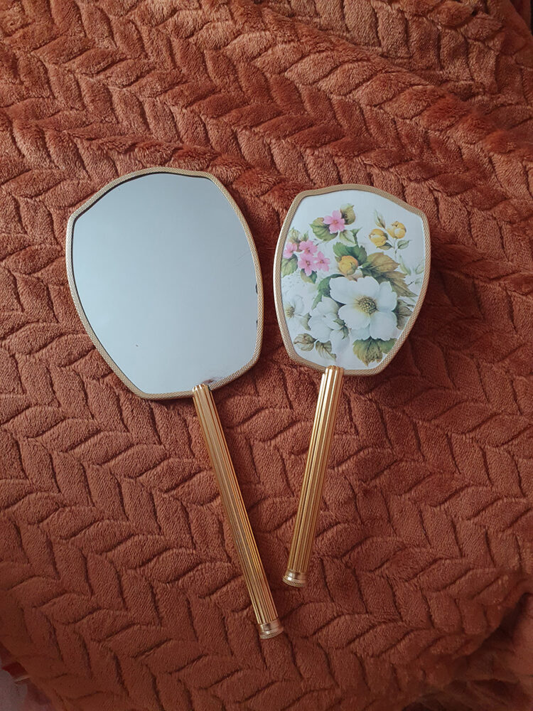 Floral Hand-Mirror and Brush